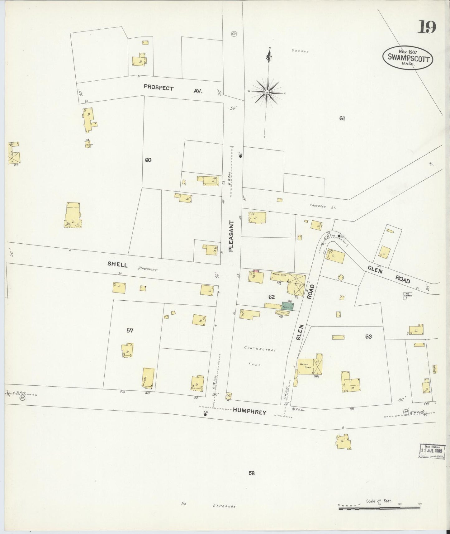 Sanborn Fire Insurance Map from Swampscott, Essex County, Massachusetts (1907), Sheet #0019 - Complete Map Set gallery image, historic Sanborn map, vintage wall art, Massachusetts Massachusetts