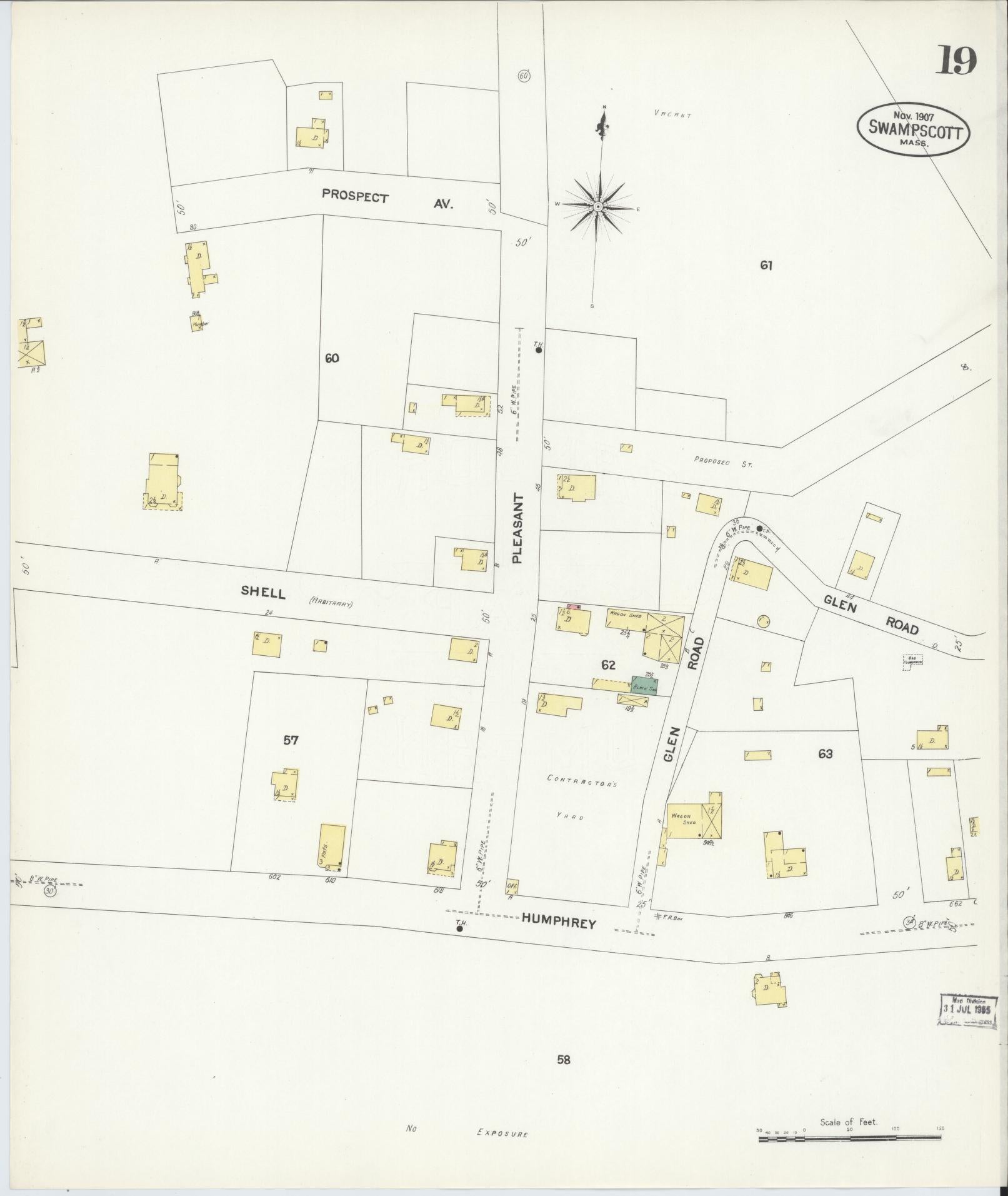 Sanborn Fire Insurance Map from Swampscott, Essex County, Massachusetts (1907), Sheet #0019 - Complete Map Set gallery image, historic Sanborn map, vintage wall art, Massachusetts Massachusetts