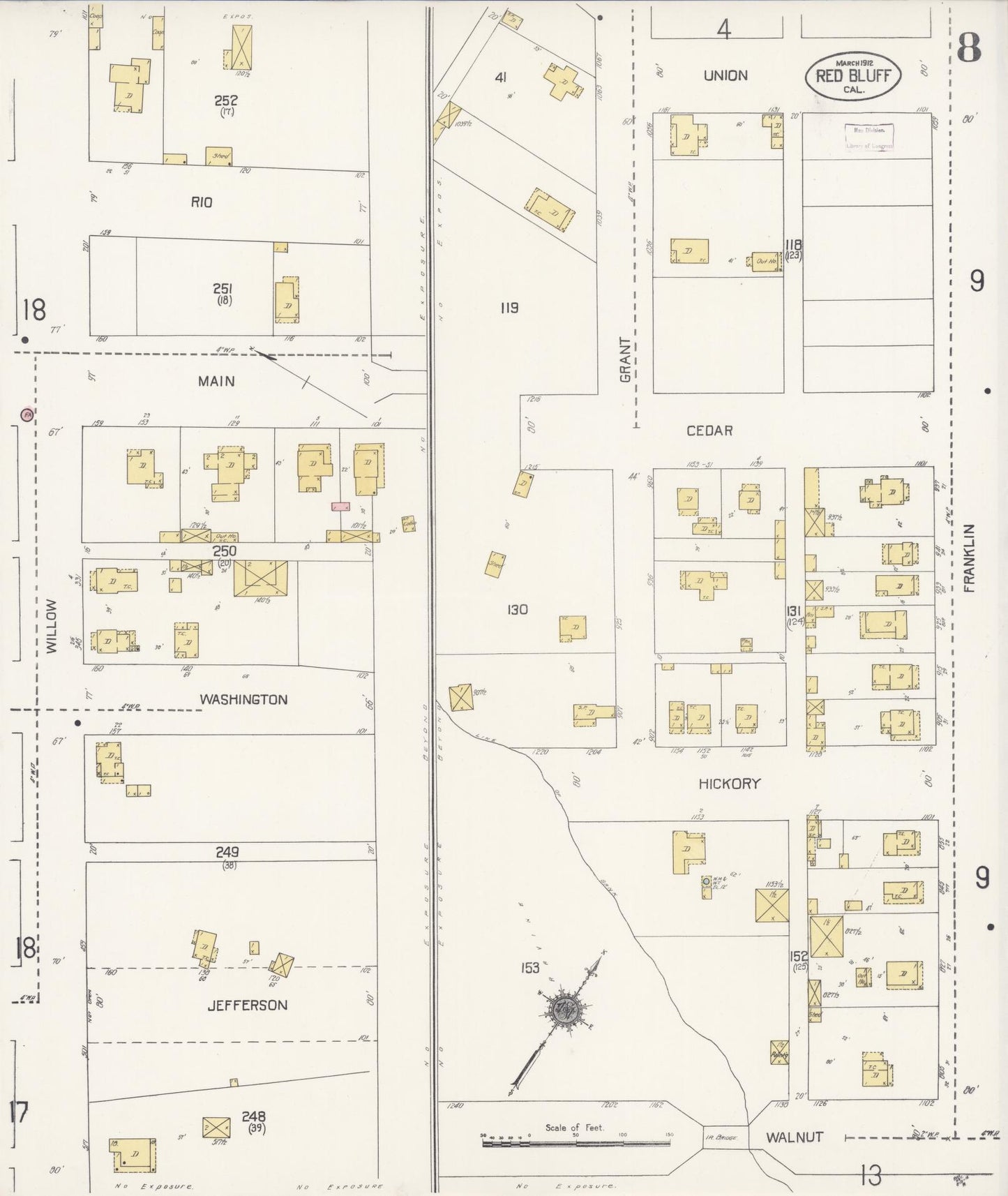 Sanborn Fire Insurance Map from Red Bluff, Tehama County, California (1912), Sheet #0008 - Complete Map Set gallery image, historic Sanborn map, vintage wall art, California California