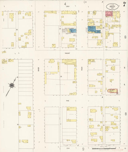 Sanborn Fire Insurance Map from Hailey, Blaine County, Idaho (1920), Sheet #0007 - Complete Map Set gallery image, historic Sanborn map, vintage wall art, Idaho Idaho