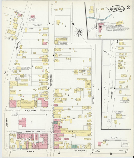 Queen Anne's, Maryland - 1908 - Sanborn Fire Insurance Map, Sheet #0003 - Historic Sanborn Fire Insurance Map Print, Queen Anne's Maryland 1908 0003 vintage old map wall art