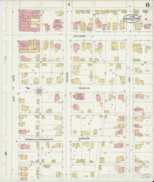 Sanborn Fire Insurance Map from Knightstown, Henry County, Indiana (1898), Sheet #0006 - Historic Sanborn Fire Insurance Map Print, vintage old map wall art, antique decor, genealogy gift, Indiana Indiana map