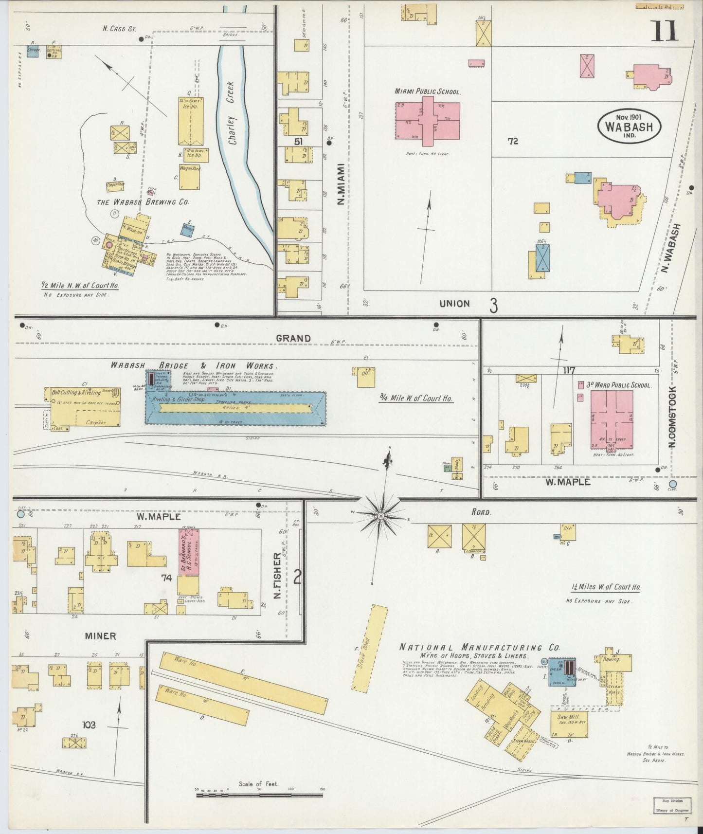 Sanborn Fire Insurance Map from Wabash, Wabash County, Indiana (1901), Sheet #0011 - Complete Map Set gallery image, historic Sanborn map, vintage wall art, Indiana Indiana