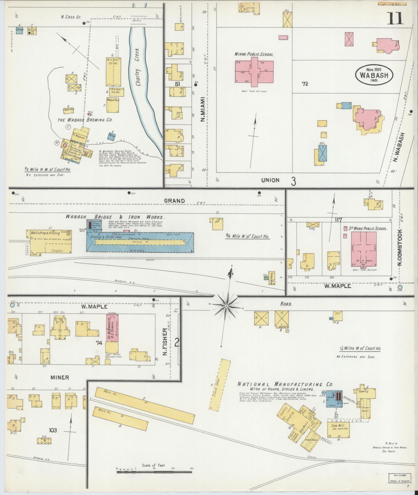 Sanborn Fire Insurance Map from Wabash, Wabash County, Indiana (1901), Sheet #0011 - Complete Map Set gallery image, historic Sanborn map, vintage wall art, Indiana Indiana
