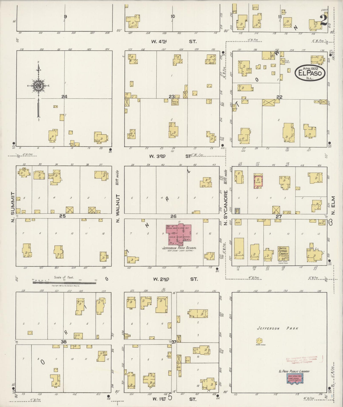 Sanborn Fire Insurance Map from El Paso, Woodford County, Illinois (1922), Sheet #0002 - Historic Sanborn Fire Insurance Map Print, vintage old map wall art, antique decor, genealogy gift, Illinois Illinois map