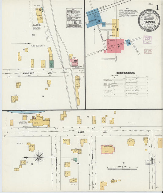 Sanborn Fire Insurance Map from Brocton, Chautauqua County, New York (1906), Sheet #0001 - Historic Sanborn Fire Insurance Map Print, vintage old map wall art, antique decor, genealogy gift, New York New York map