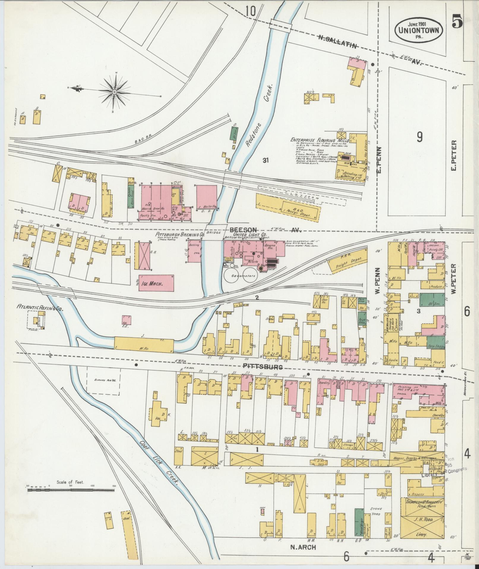 Sanborn Fire Insurance Map from Uniontown, Fayette County, Pennsylvania (1901), Sheet #0005 - Complete Map Set gallery image, historic Sanborn map, vintage wall art, Pennsylvania Pennsylvania