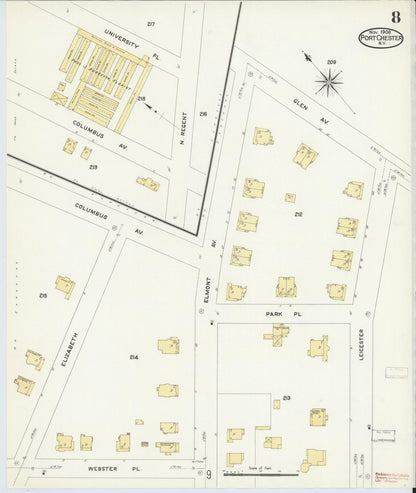 Sanborn Fire Insurance Map from Port Chester, Westchester County, New York (1908), Sheet #0008 - Complete Map Set gallery image, historic Sanborn map, vintage wall art, New York New York