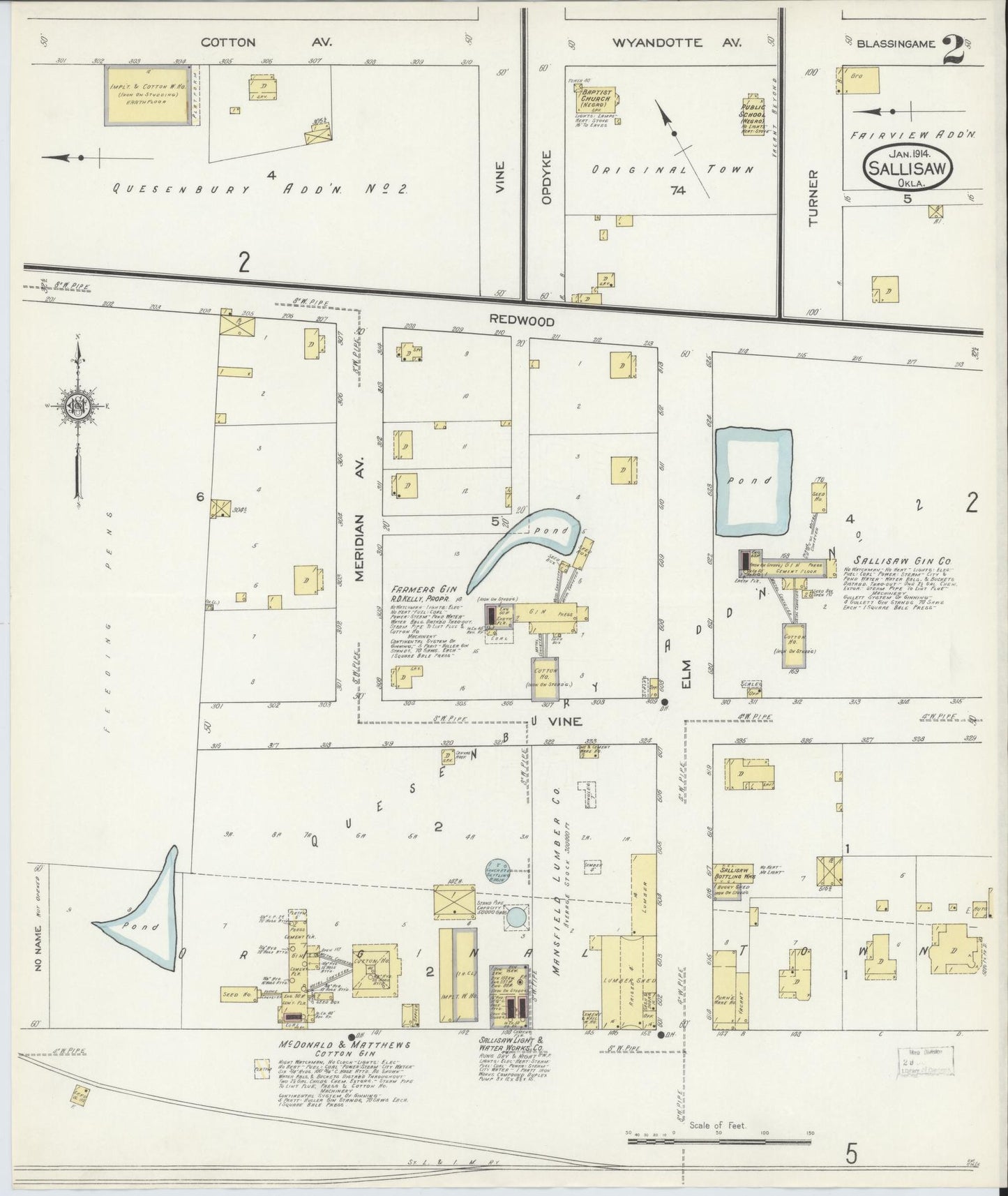 Sanborn Fire Insurance Map from Sallisaw, Sequoyah County, Oklahoma (1914), Sheet #0002 - Complete Map Set gallery image, historic Sanborn map, vintage wall art, Oklahoma Oklahoma