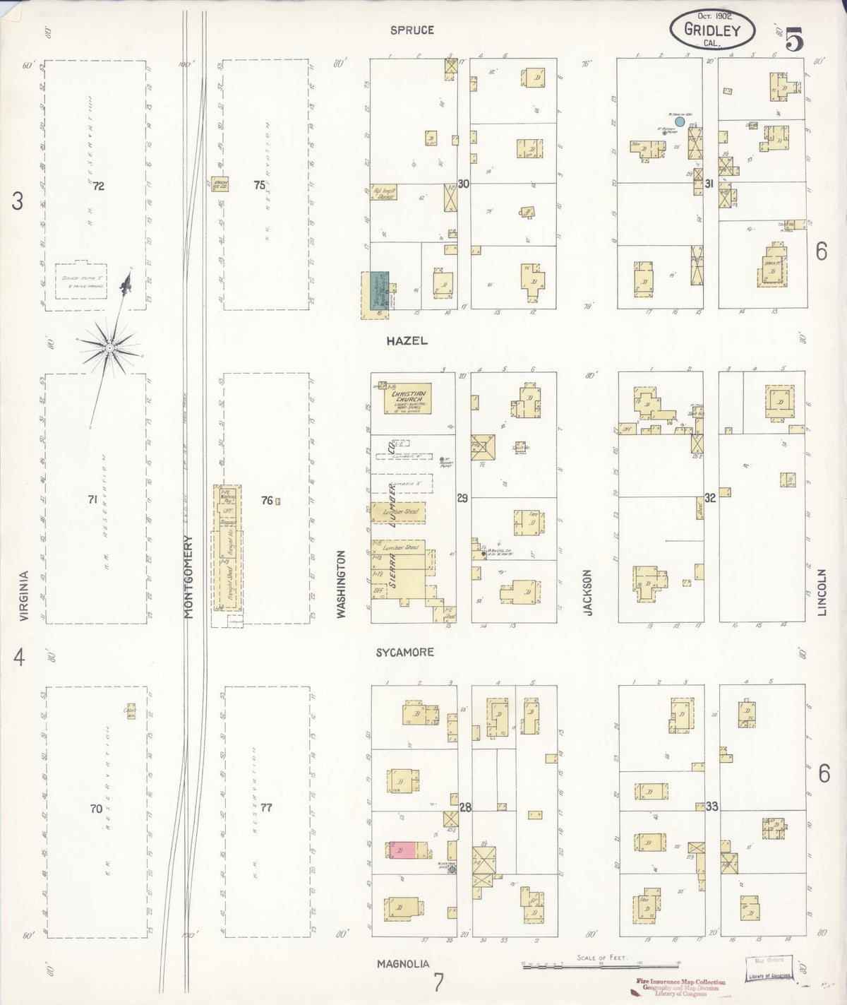 Sanborn Fire Insurance Map from Gridley, Butte County, California (1902), Sheet #0005 - Complete Map Set gallery image, historic Sanborn map, vintage wall art, California California