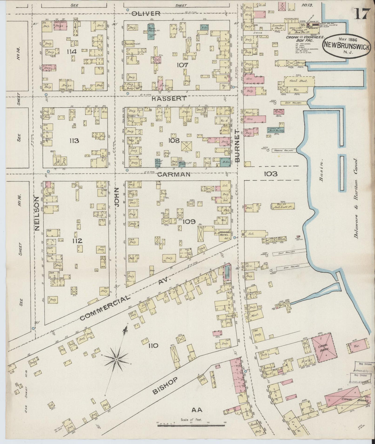 Sanborn Fire Insurance Map from New Brunswick, Middlesex County, New Jersey (1886), Sheet #0017 - Complete Map Set gallery image, historic Sanborn map, vintage wall art, New Jersey New Jersey