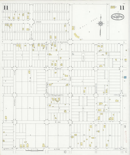 Sanborn Fire Insurance Map from Palmetto, Manatee County, Florida (1930), Sheet #0011 - Historic Sanborn Fire Insurance Map Print, vintage old map wall art, antique decor, genealogy gift, Florida Florida map