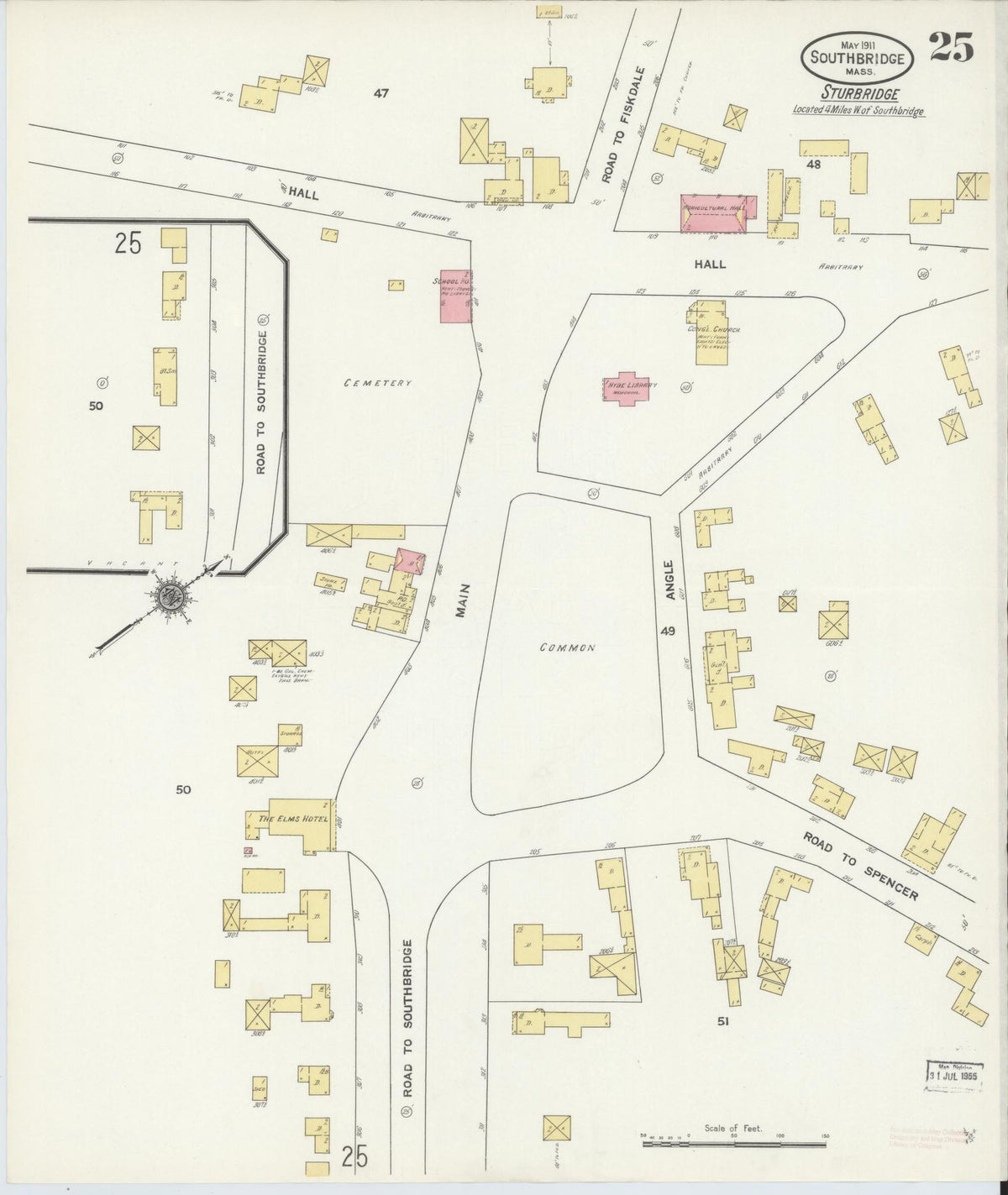 Sanborn Fire Insurance Map from Southbridge, Worcester County, Massachusetts (1911), Sheet #0025 - Complete Map Set gallery image, historic Sanborn map, vintage wall art, Massachusetts Massachusetts