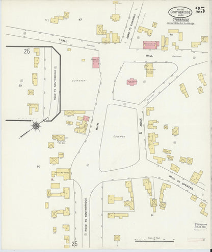 Sanborn Fire Insurance Map from Southbridge, Worcester County, Massachusetts (1911), Sheet #0025 - Complete Map Set gallery image, historic Sanborn map, vintage wall art, Massachusetts Massachusetts
