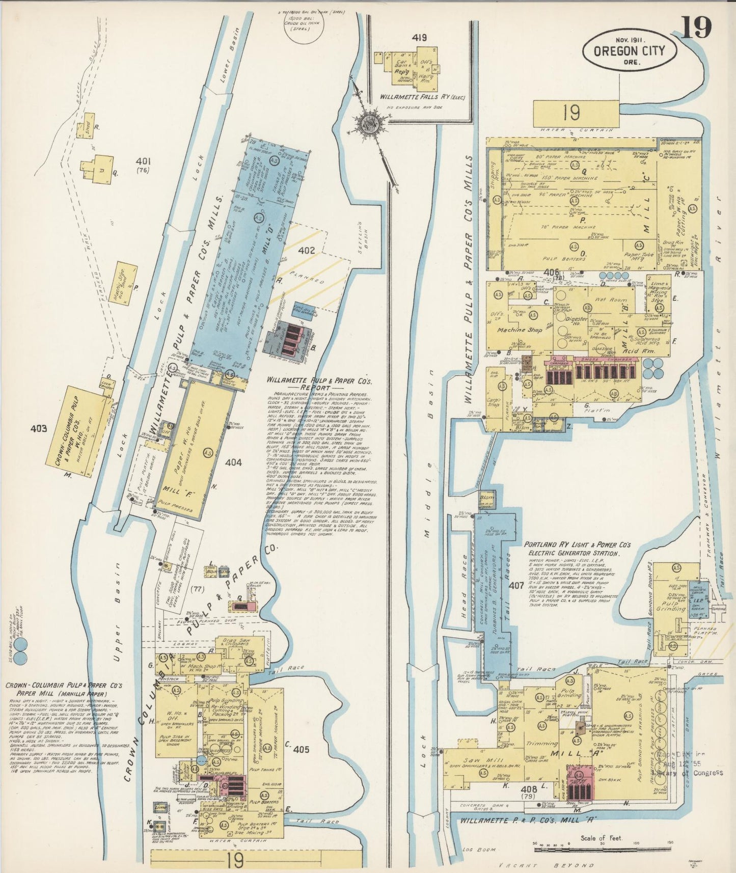 Sanborn Fire Insurance Map from Oregon City, Clackamas County, Oregon (1911), Sheet #0019 - Complete Map Set gallery image, historic Sanborn map, vintage wall art, Oregon Oregon