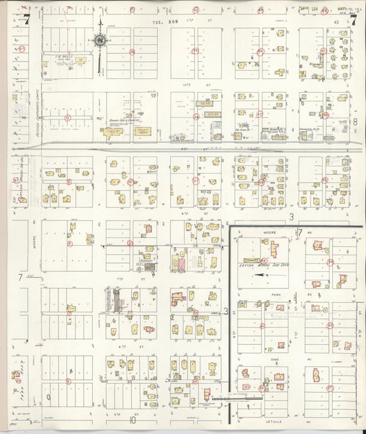 Sanborn Fire Insurance Map from Bay City, Matagorda County, Texas (1947), Sheet #0007 - Historic Sanborn Fire Insurance Map Print, vintage old map wall art, antique decor, genealogy gift, Texas Texas map