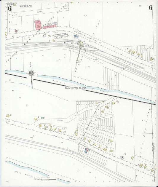 Sanborn Fire Insurance Map from Cleves, Hamilton County, Ohio (1938), Sheet #0006 - Historic Sanborn Fire Insurance Map Print, vintage old map wall art, antique decor, genealogy gift, Ohio Ohio map
