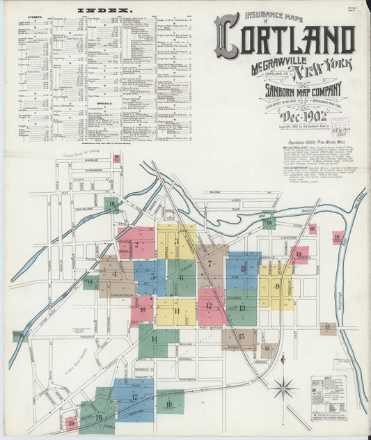 Sanborn Fire Insurance Map from Cortland, Cortland County, New York. (1902) – Historic Sanborn Fire Insurance Map Print
