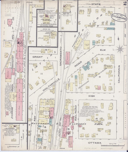 Sanborn Fire Insurance Map from Sycamore, De Kalb County, Illinois (1885), Sheet #0002 - Complete Map Set gallery image, historic Sanborn map, vintage wall art, Illinois Illinois