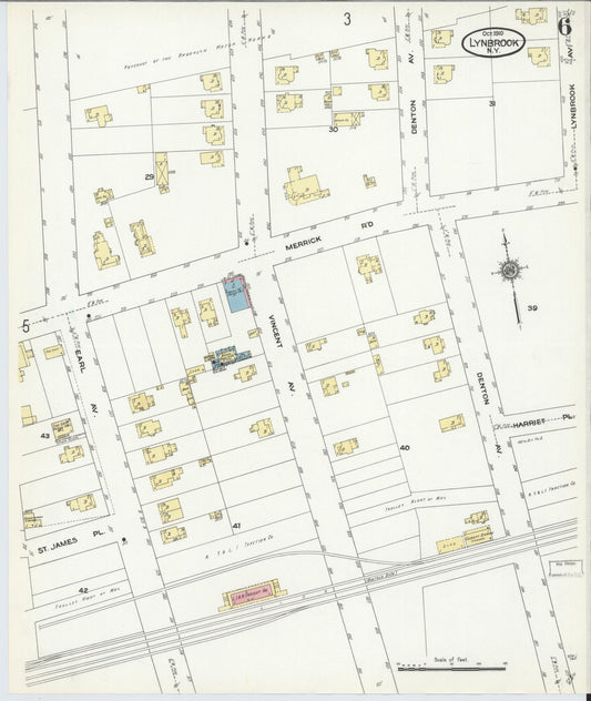 Sanborn Fire Insurance Map from Lynbrook, Nassau County, New York (1910), Sheet #0006 - Historic Sanborn Fire Insurance Map Print, vintage old map wall art, antique decor, genealogy gift, New York New York map