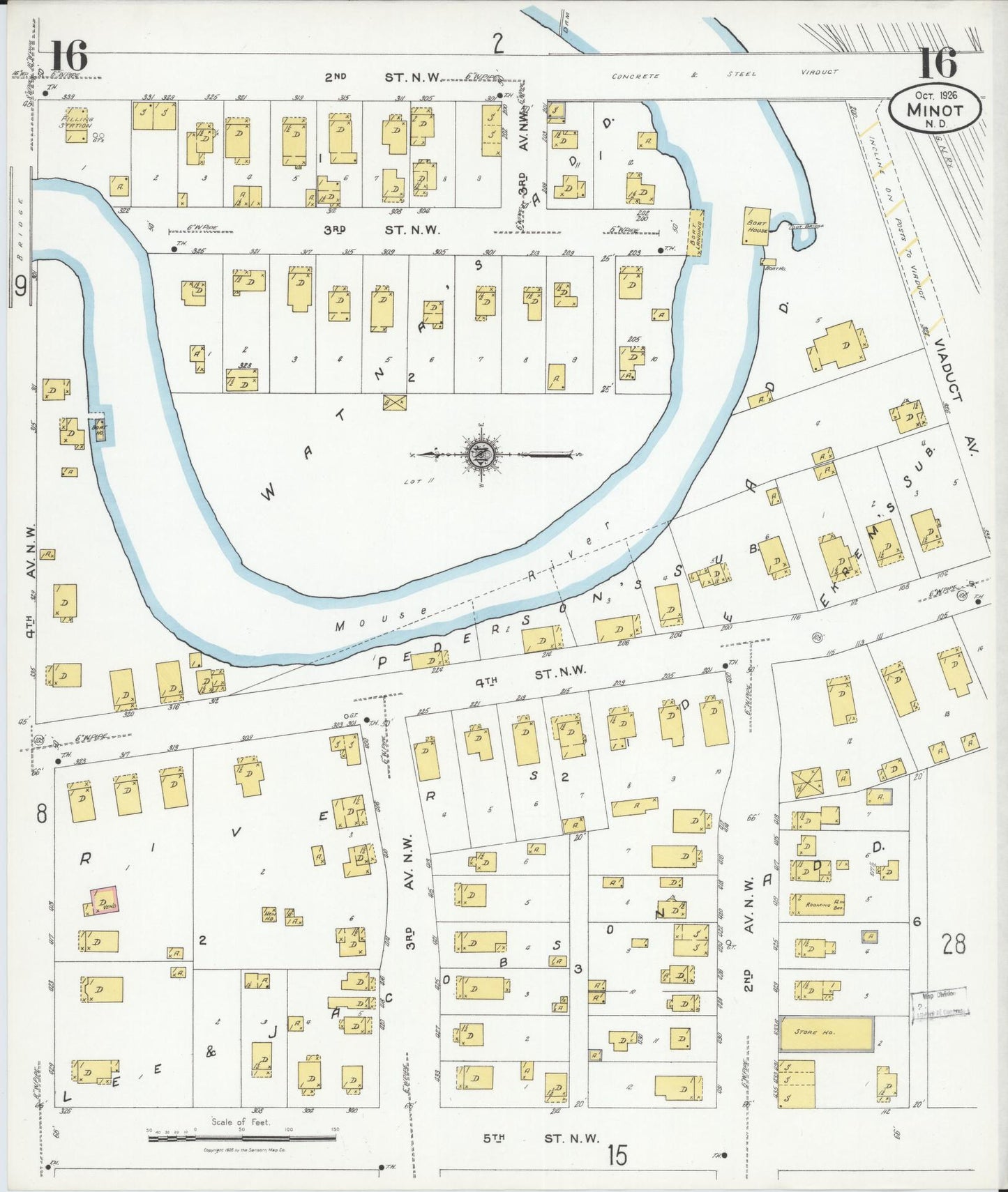 Sanborn Fire Insurance Map from Minot, Ward County, North Dakota (1926), Sheet #0016 - Complete Map Set gallery image, historic Sanborn map, vintage wall art, North Dakota North Dakota