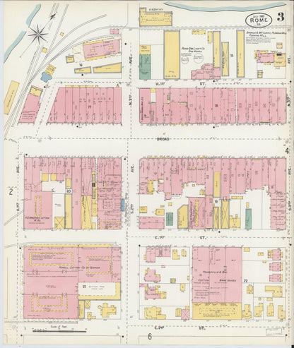 Sanborn Fire Insurance Map from Rome, Floyd County, Georgia (1903), Sheet #0003 - Complete Map Set gallery image, historic Sanborn map, vintage wall art, Georgia Georgia