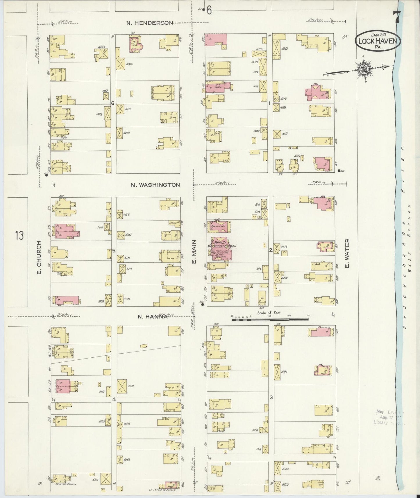 Sanborn Fire Insurance Map from Lock Haven, Clinton County, Pennsylvania (1914), Sheet #0007 - Complete Map Set gallery image, historic Sanborn map, vintage wall art, Pennsylvania Pennsylvania