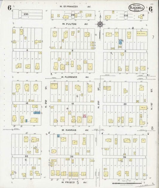 Sanborn Fire Insurance Map from Blackwell, Kay County, Oklahoma (1925), Sheet #0006 - Historic Sanborn Fire Insurance Map Print, vintage old map wall art, antique decor, genealogy gift, Oklahoma Oklahoma map