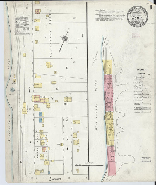 Sanborn Fire Insurance Map from Alma, Buffalo County, Wisconsin (1910), Sheet #0001 - Complete Map Set gallery image, historic Sanborn map, vintage wall art, Wisconsin Wisconsin
