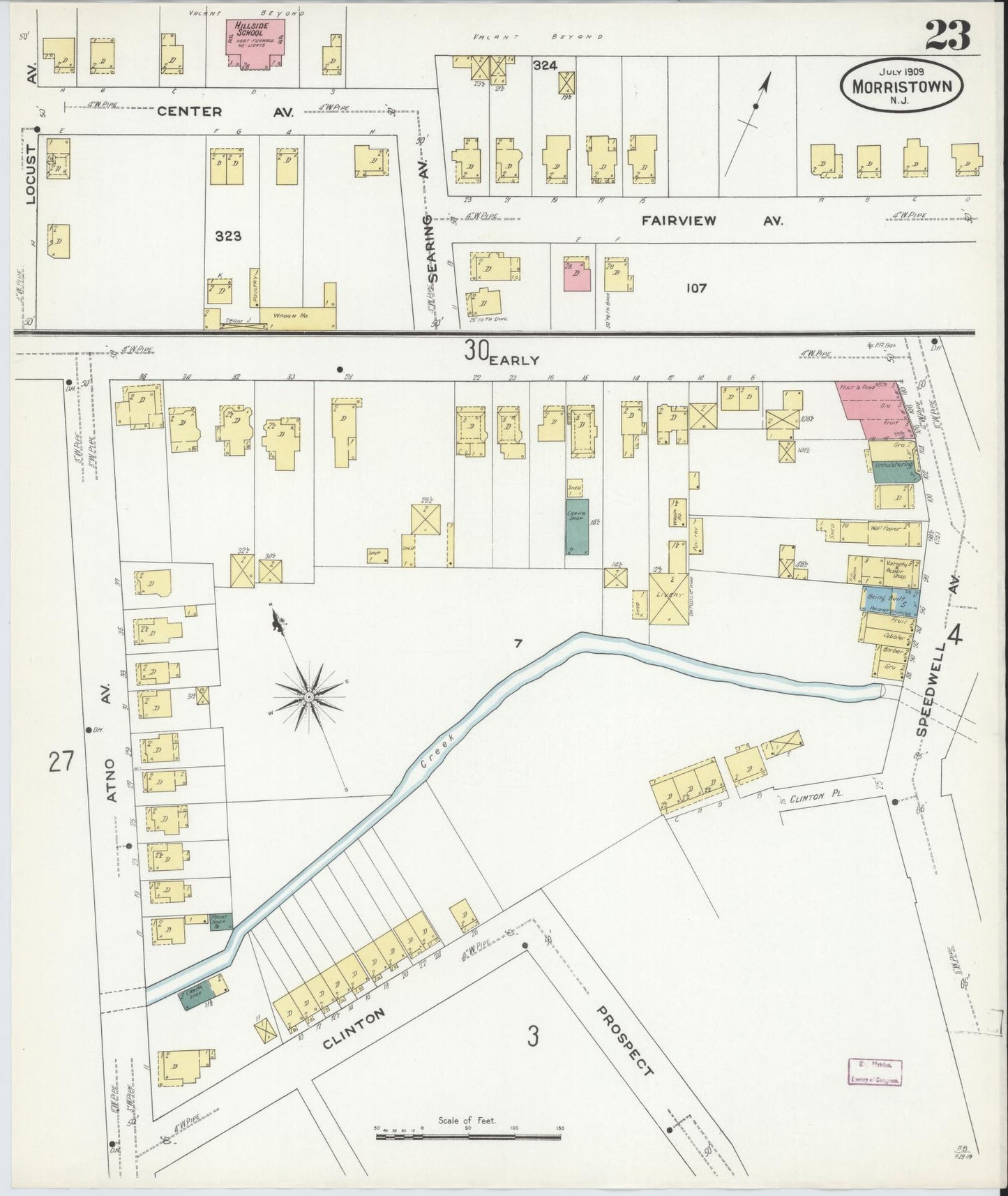 Sanborn Fire Insurance Map from Morristown, Morris County, New Jersey (1909), Sheet #0023 - Complete Map Set gallery image, historic Sanborn map, vintage wall art, New Jersey New Jersey