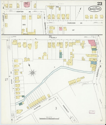 Sanborn Fire Insurance Map from Morristown, Morris County, New Jersey (1909), Sheet #0023 - Complete Map Set gallery image, historic Sanborn map, vintage wall art, New Jersey New Jersey