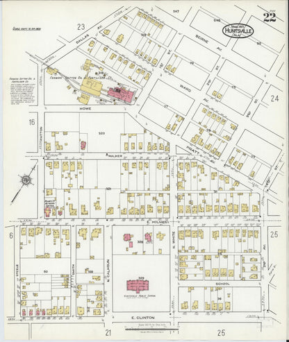 Sanborn Fire Insurance Map from Huntsville, Madison County, Alabama (1921), Sheet #0022 - Complete Map Set gallery image, historic Sanborn map, vintage wall art, Alabama Alabama