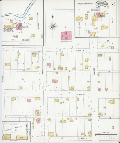 Sanborn Fire Insurance Map from New Prague, Scott And Le Sueur, Minnesota (1904), Sheet #0004 - Complete Map Set gallery image, historic Sanborn map, vintage wall art, Minnesota Minnesota