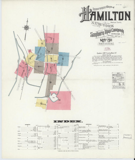 Sanborn Fire Insurance Map from Hamilton, Madison County, New York. (1911) – Historic Sanborn Fire Insurance Map Print