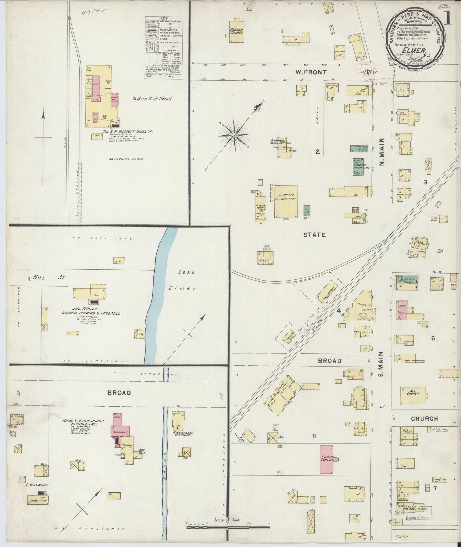 Sanborn Fire Insurance Map from Elmer, Salem County, New Jersey. (1896) – Historic Sanborn Fire Insurance Map Print