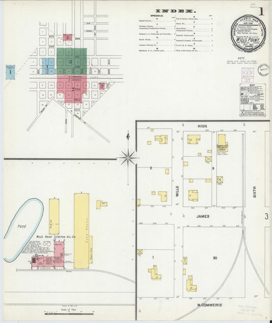 Sanborn Fire Insurance Map from Wills Point, Van Zandt County, Texas (1901), Sheet #0001 - Historic Sanborn Fire Insurance Map Print, vintage old map wall art, antique decor, genealogy gift, Texas Texas map
