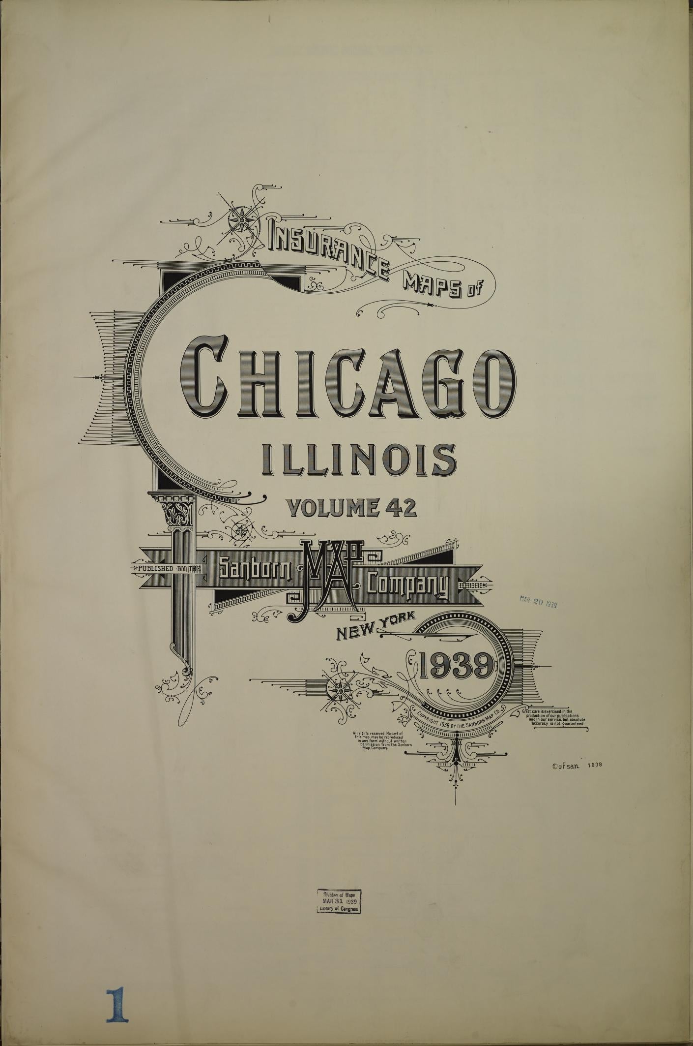Sanborn Fire Insurance Map from Chicago, Cook County, Illinois (1939), Sheet #0001 - Historic Sanborn Fire Insurance Map Print, vintage old map wall art, antique decor, genealogy gift, Illinois Illinois map