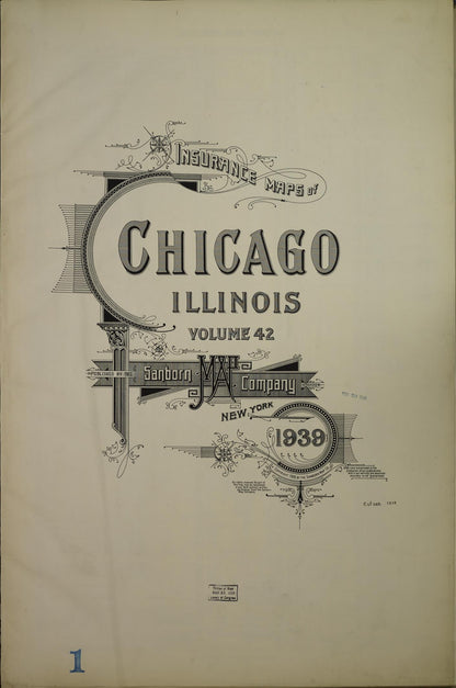 Sanborn Fire Insurance Map from Chicago, Cook County, Illinois (1939), Sheet #0001 - Historic Sanborn Fire Insurance Map Print, vintage old map wall art, antique decor, genealogy gift, Illinois Illinois map