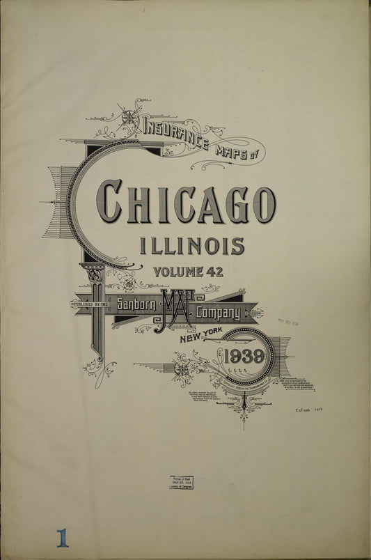 Sanborn Fire Insurance Map from Chicago, Cook County, Illinois (1939), Sheet #0001 - Historic Sanborn Fire Insurance Map Print, vintage old map wall art, antique decor, genealogy gift, Illinois Illinois map