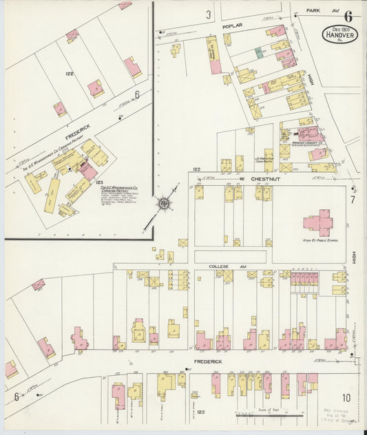 Sanborn Fire Insurance Map from Hanover, York County, Pennsylvania (1909), Sheet #0006 - Historic Sanborn Fire Insurance Map Print, vintage old map wall art, antique decor, genealogy gift, Pennsylvania Pennsylvania map
