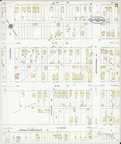 Sanborn Fire Insurance Map from East Grand Forks, Polk County, Minnesota (1909), Sheet #0003 - Complete Map Set gallery image, historic Sanborn map, vintage wall art, Minnesota Minnesota