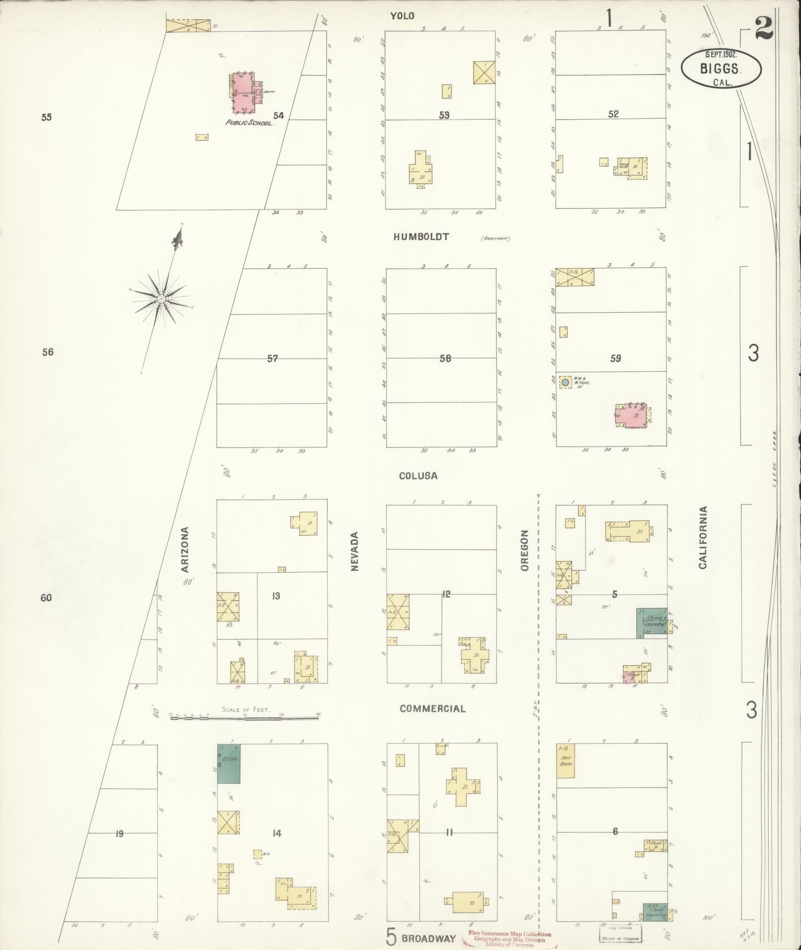 Sanborn Fire Insurance Map from Biggs, Butte County, California (1902), Sheet #0002 - Historic Sanborn Fire Insurance Map Print, vintage old map wall art, antique decor, genealogy gift, California California map