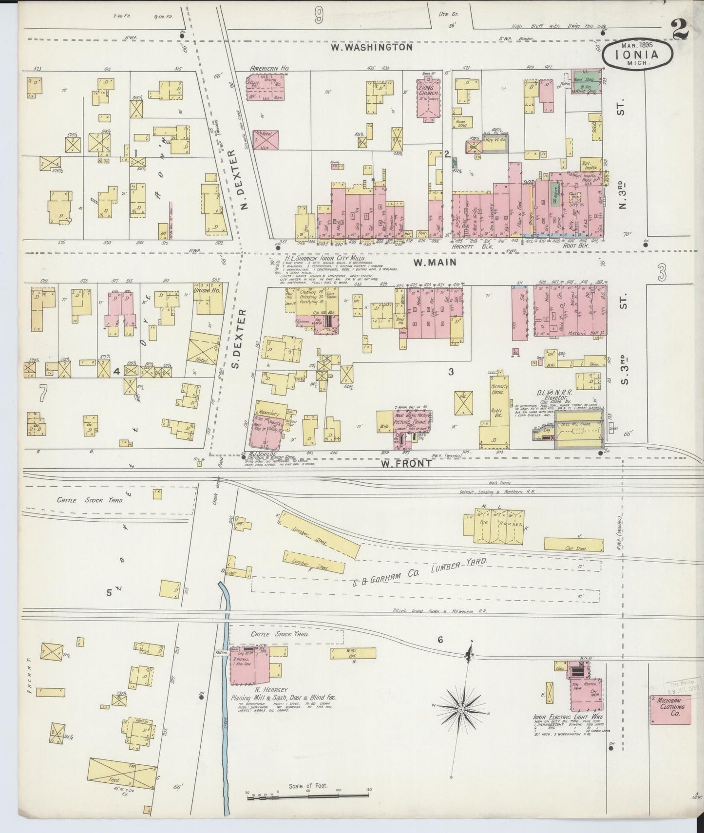 Sanborn Fire Insurance Map from Ionia, Ionia County, Michigan (1895), Sheet #0002 - Complete Map Set gallery image, historic Sanborn map, vintage wall art, Michigan Michigan