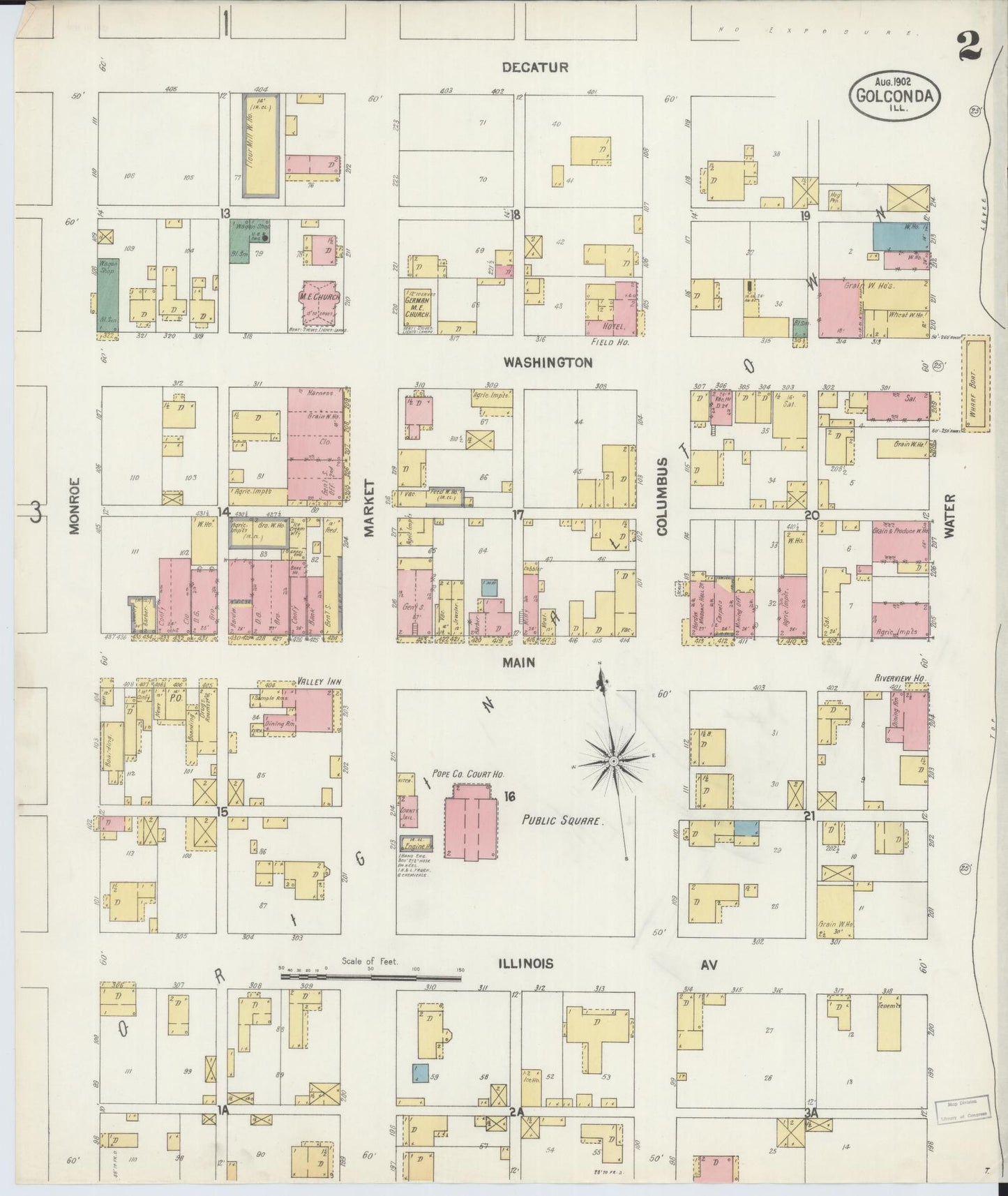 Sanborn Fire Insurance Map from Golconda, Pope County, Illinois (1902), Sheet #0002 - Complete Map Set gallery image, historic Sanborn map, vintage wall art, Illinois Illinois