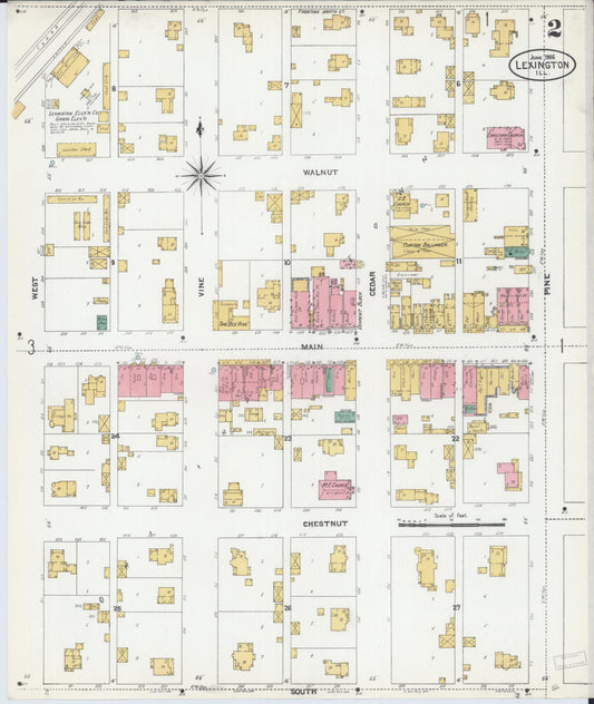 Sanborn Fire Insurance Map from Lexington, McLean County, Illinois (1906), Sheet #0002 - Historic Sanborn Fire Insurance Map Print, vintage old map wall art, antique decor, genealogy gift, Illinois Illinois map