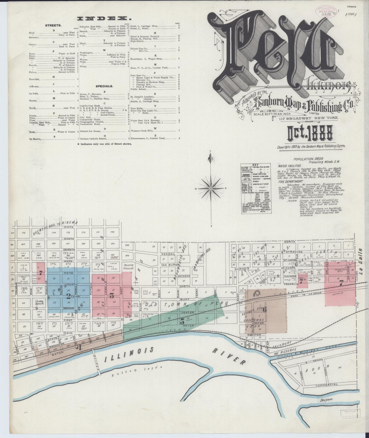 Sanborn Fire Insurance Map from Peru, La Salle County, Illinois (1888), Sheet #0001 - Complete Map Set gallery image, historic Sanborn map, vintage wall art, Illinois Illinois