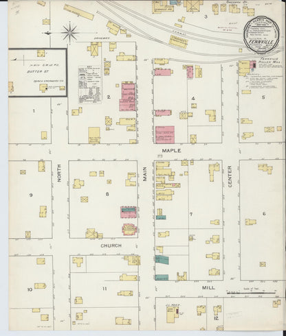 Sanborn Fire Insurance Map from Fennville, Allegan County, Michigan (1893), Sheet #0001 - Historic Sanborn Fire Insurance Map Print, vintage old map wall art, antique decor, genealogy gift, Michigan Michigan map