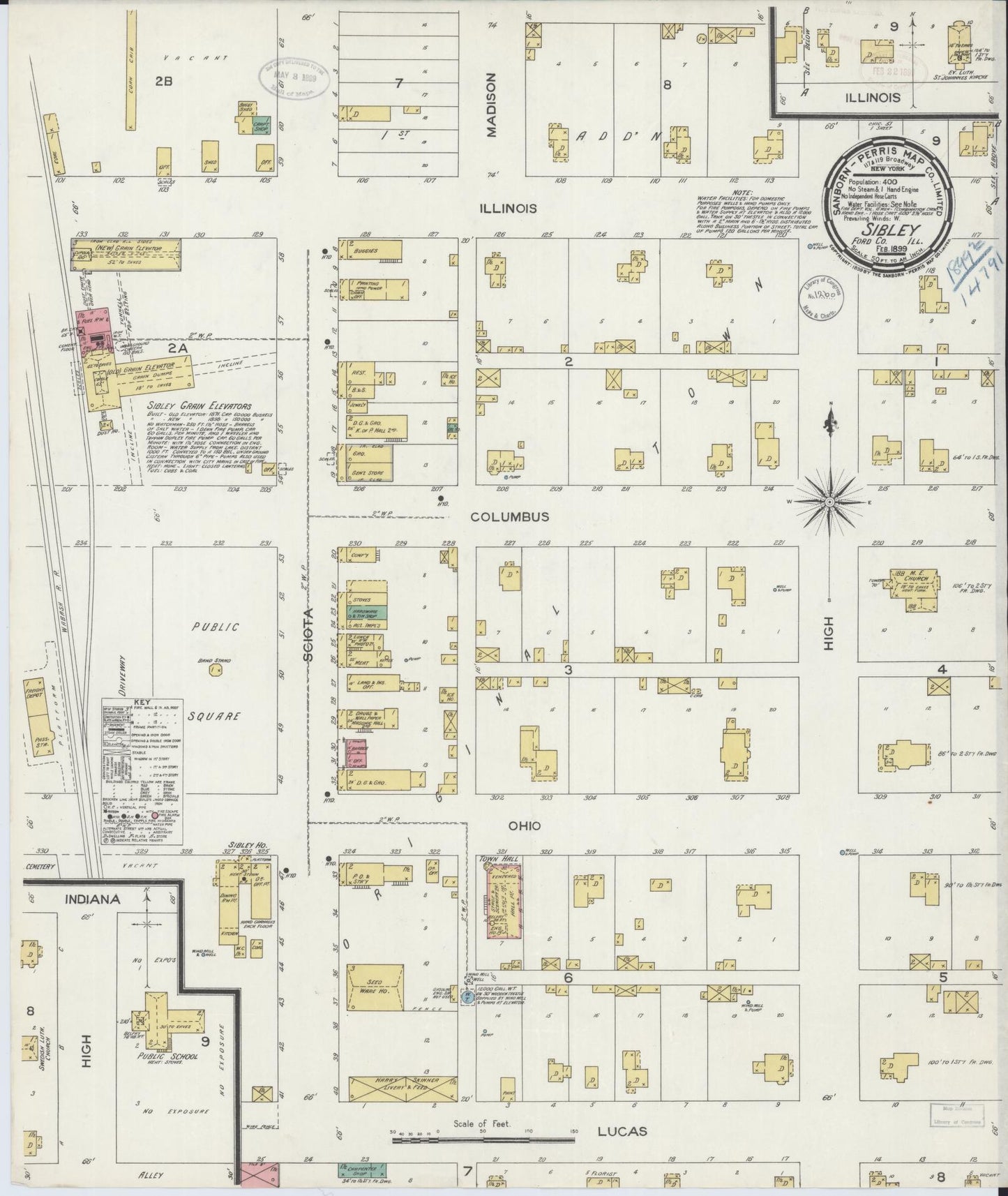 Sanborn Fire Insurance Map from Sibley, Ford County, Illinois (1899), Sheet #0001 - Historic Sanborn Fire Insurance Map Print, vintage old map wall art, antique decor, genealogy gift, Illinois Illinois map