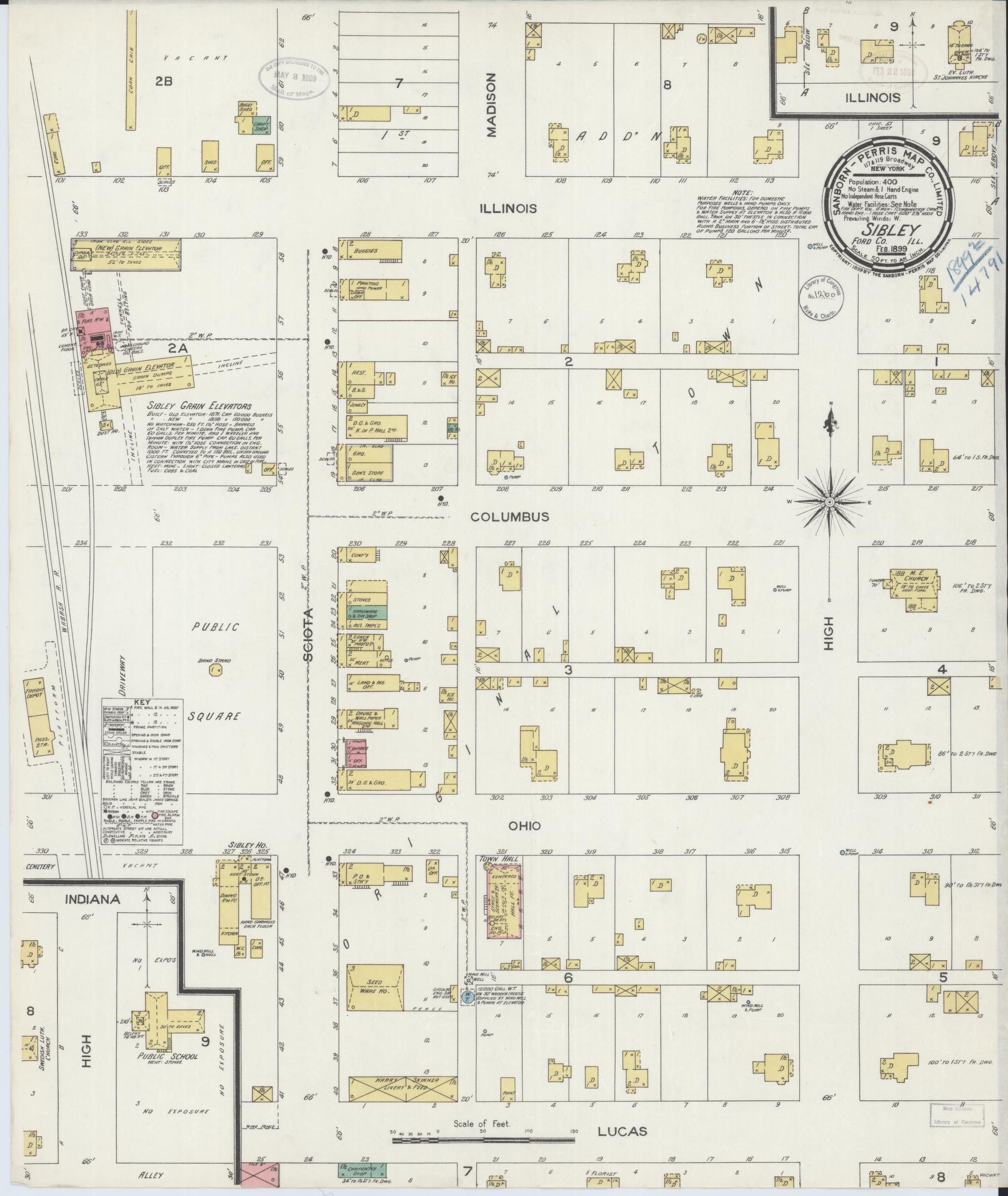 Sanborn Fire Insurance Map from Sibley, Ford County, Illinois (1899), Sheet #0001 - Historic Sanborn Fire Insurance Map Print, vintage old map wall art, antique decor, genealogy gift, Illinois Illinois map