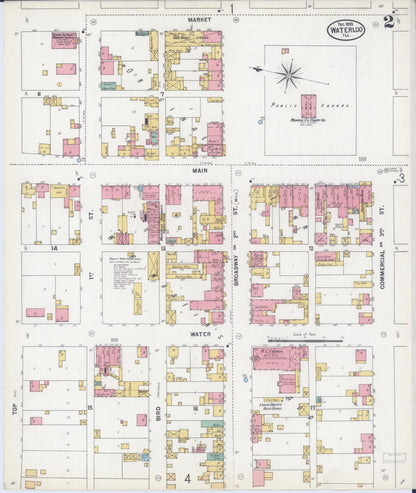 Sanborn Fire Insurance Map from Waterloo, Monroe County, Illinois (1899), Sheet #0002 - Historic Sanborn Fire Insurance Map Print, vintage old map wall art, antique decor, genealogy gift, Illinois Illinois map